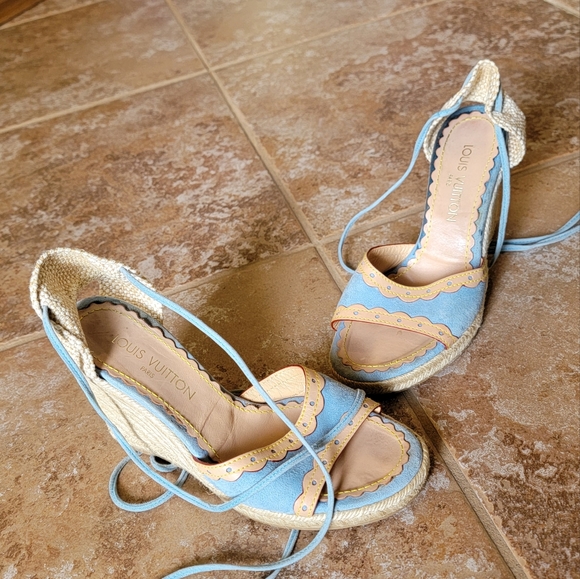 Louis Vuitton Leather/Suede String Wedge Sz. Eur 38 - Picture 2 of 14